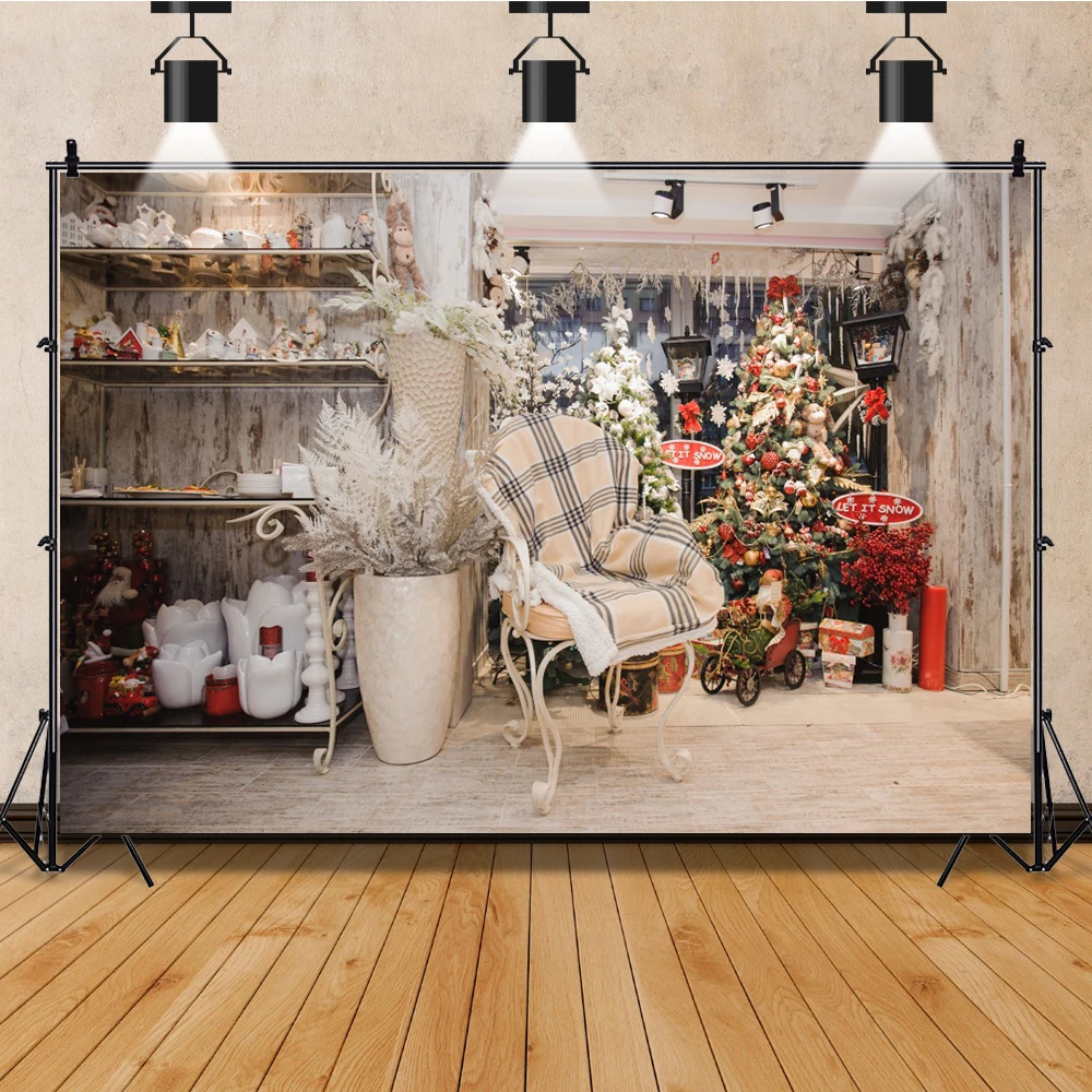 คริสต์มาสPhotozoneนาฬิกาGarlandเตาผิงภายในการถ่ายภาพพื้นหลังใหม่ปีตกแต่งบ้านฉากหลังPhotocall Photo Studio