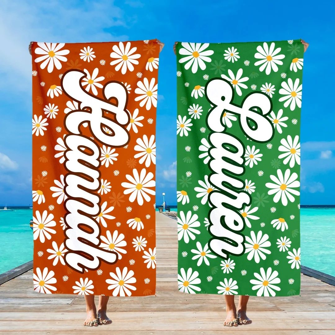 1pc Custom Name Beach Towel Personalized Microfiber Towel for Wedding Party Souvenir for Beach Swimming Bath Yoga Seaside