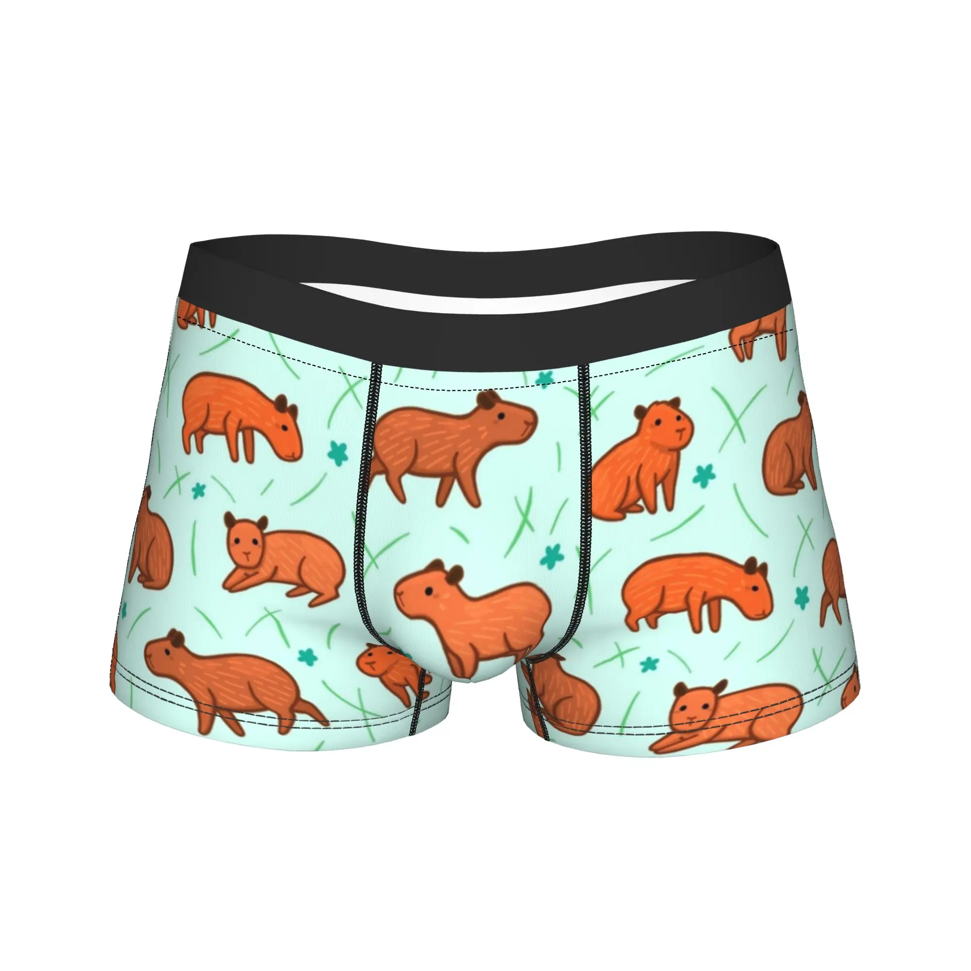 

Men's Capybara Pattern Long Underwear Cartoon Cute Fashion Boxer Briefs Shorts Panties Male Breathable Underpants M-XXL