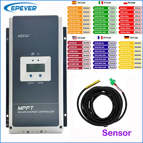 EPEVER 50A 60A 70A 80A 100A MPPT Solar Charger Controller Regulator 12v 24v 36v 48v auto max pv voc 150v 200v input Tracer10420A