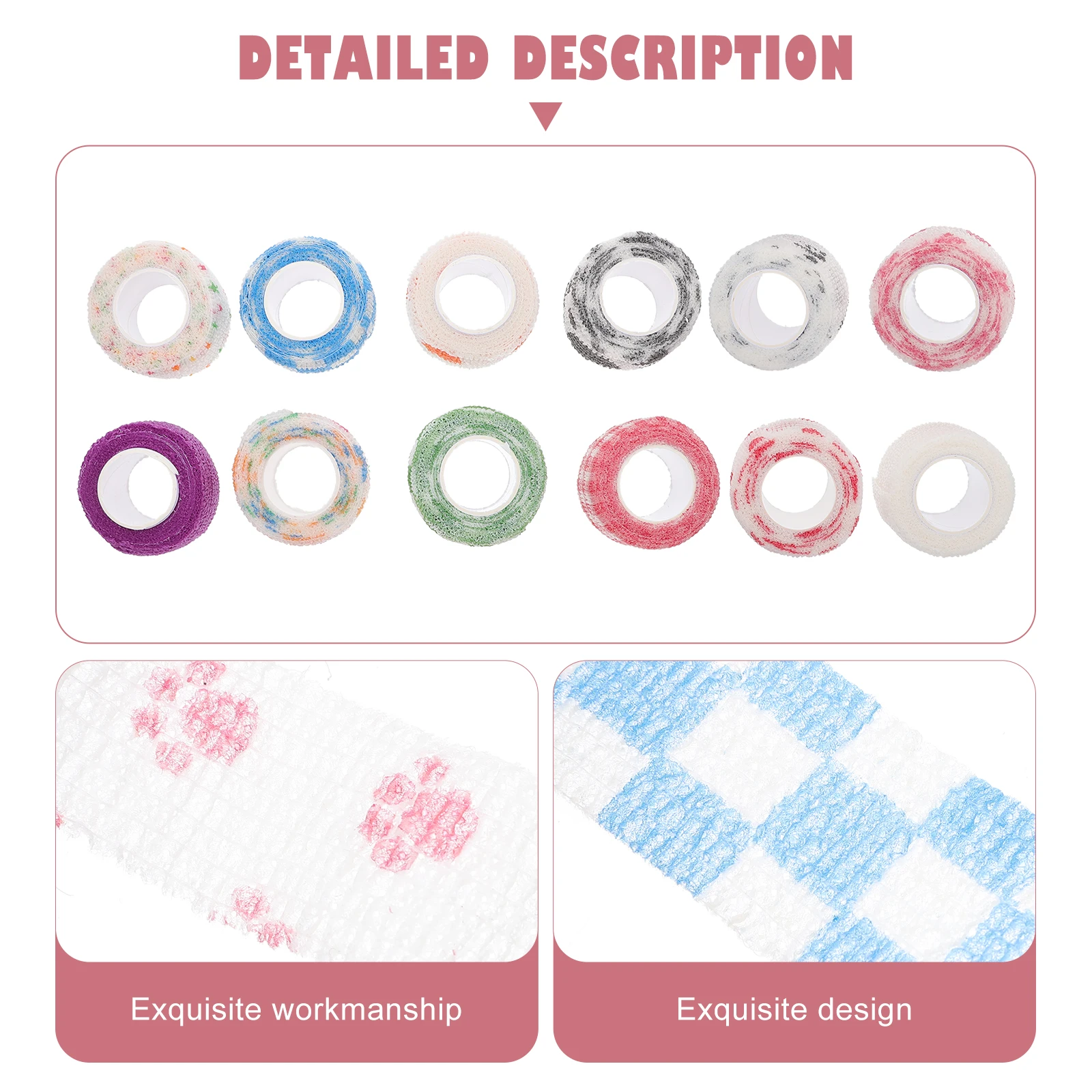 

12pcs Durable Elastic Finger Bandages Adhesive Wrappers Sports Finger Covers Camping Hiking First Aid Tools Comfortable Flexible