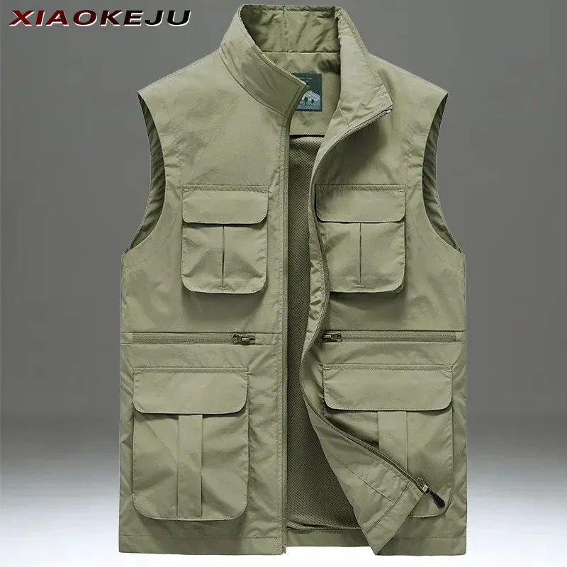 Coat Embroidered Windbreaker Plus Outerwear Large Lightweight Denim Size MAN Waterproof Fishing Clothing Men's Work Vest Hunting