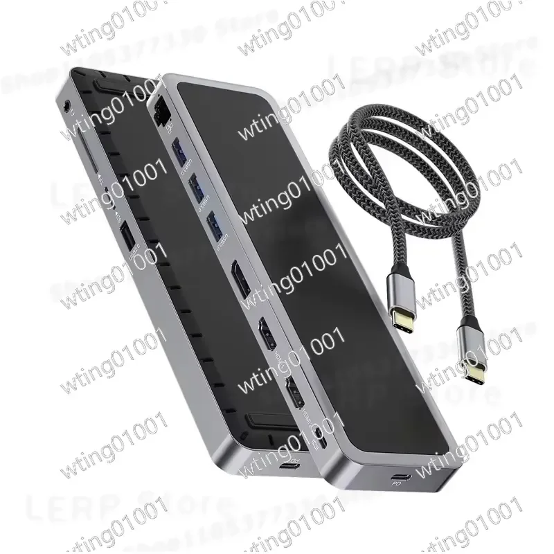 12-in-1 Multi-Port USB-C Power Adapter Hub for Laptop Supporting 100W PD USB 3.0 DisplayPort Type-C Hub for MacBook
