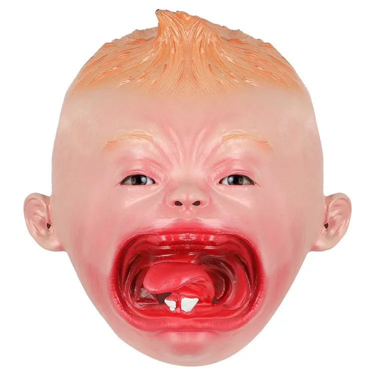 ハロウィンラテックスマスクかわいい赤ちゃん泣き顔人形愚かな子供マスクバーダンスマスク子供のパーティーのパフォーマンス衣装アクセサリー