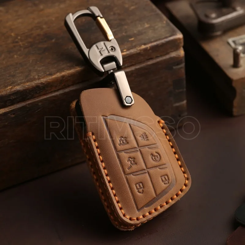 Leather Car Key Case Key Fob Cover Smart Key Shell for GMC Yukon for Chevrolet Suburban Tahoe for Buick ENVISION S Plus Avenir