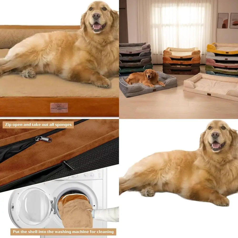 

Extra Large Orthopedic Dog Bed, 42x30 Inches, Waterproof XL Pet Bed with Removable Bolster, Washable Cover & Non-Slip Base, Oran