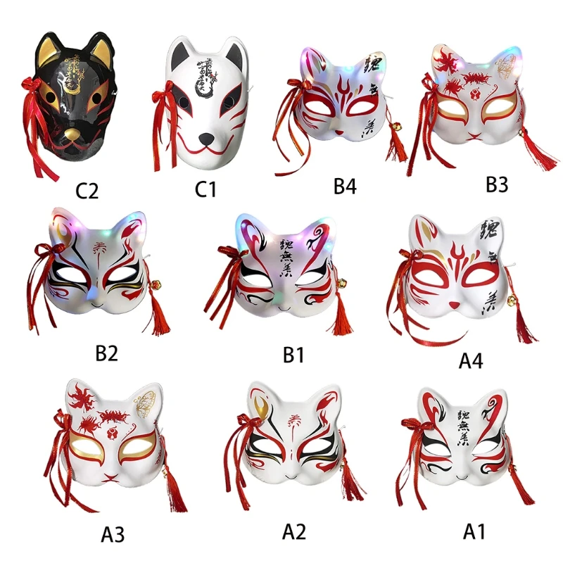 Anime Mask Cosplay Masks For Adults Flashing Mask Led Party Masks For Adults Masquerade Pack Cosplay for Cat Face Fo