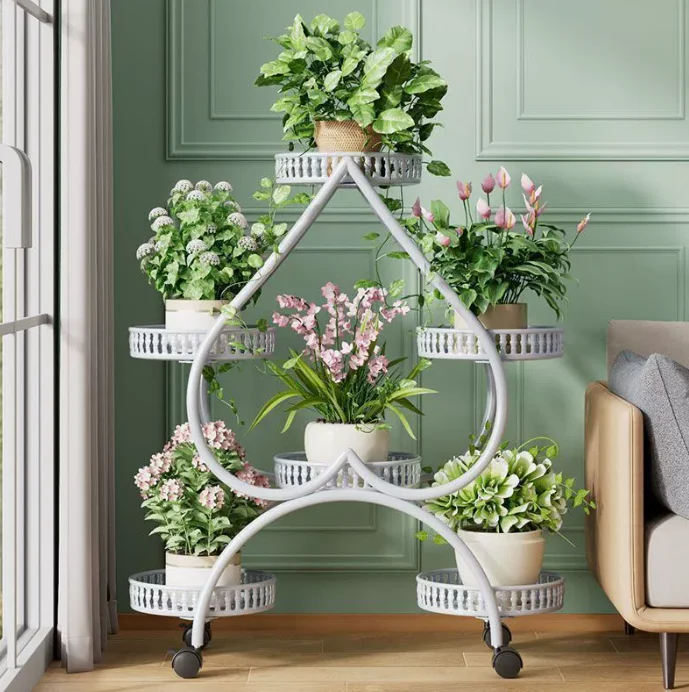 

Шестиярусная усиленная подставка для цветов Love, напольная, на колесиках, из кованого железа, для гостиной и балкона, для зеленых растений