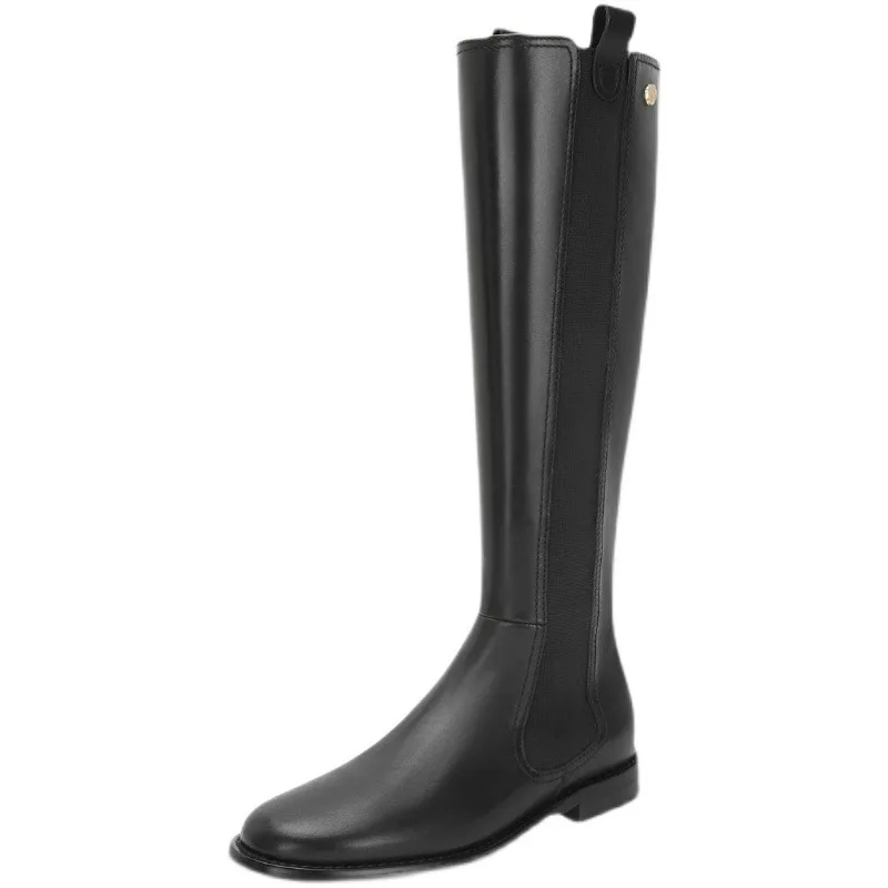 Heißer Verkauf Echtes Leder Frauen Chelsea Bots Leder Knie High Heels Casual Frau Socken Schuhe Plattform Frühling Winter Knie Boot