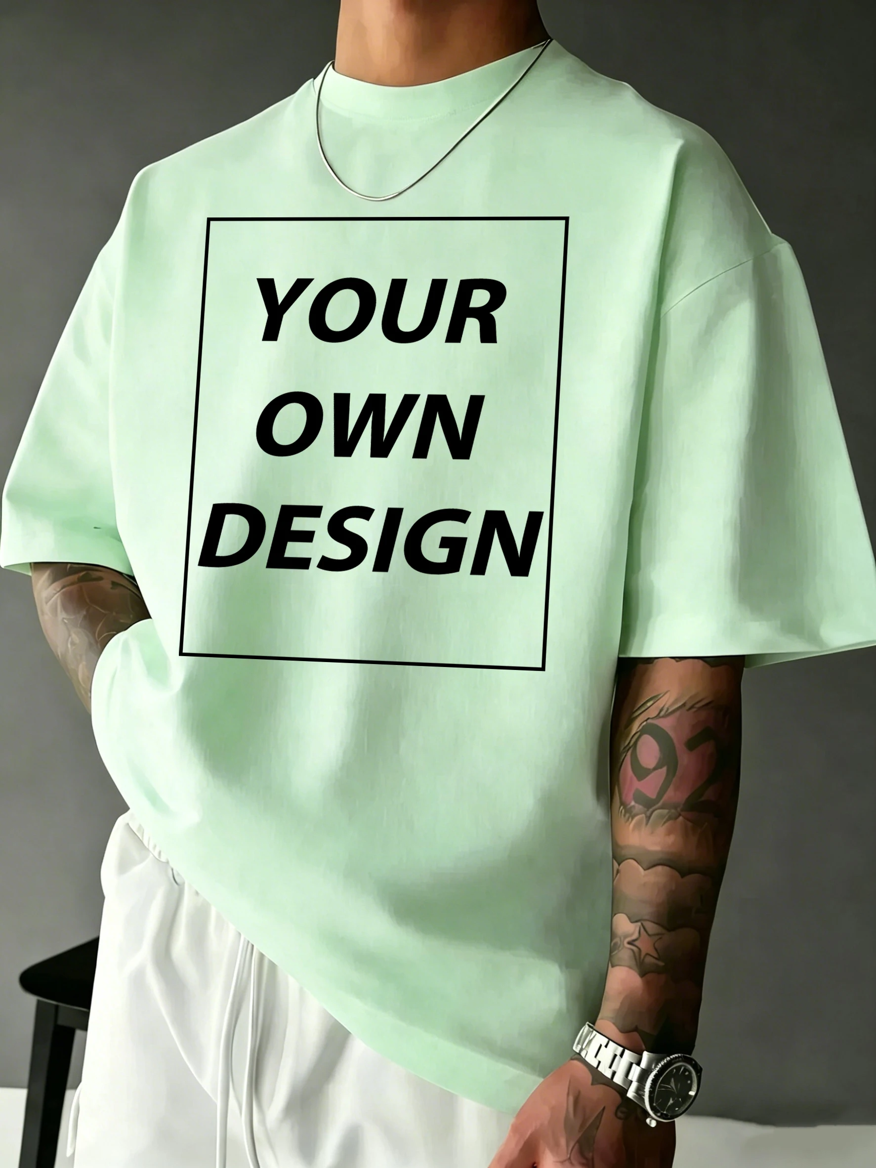 Personalisiertes, individuell bedrucktes Sommer-T-Shirt aus Baumwolle, bequemes Basic-Mode-Kurzarm-Street-Sport-T-Shirt, lockeres, atmungsaktives Oberteil – Detail 29