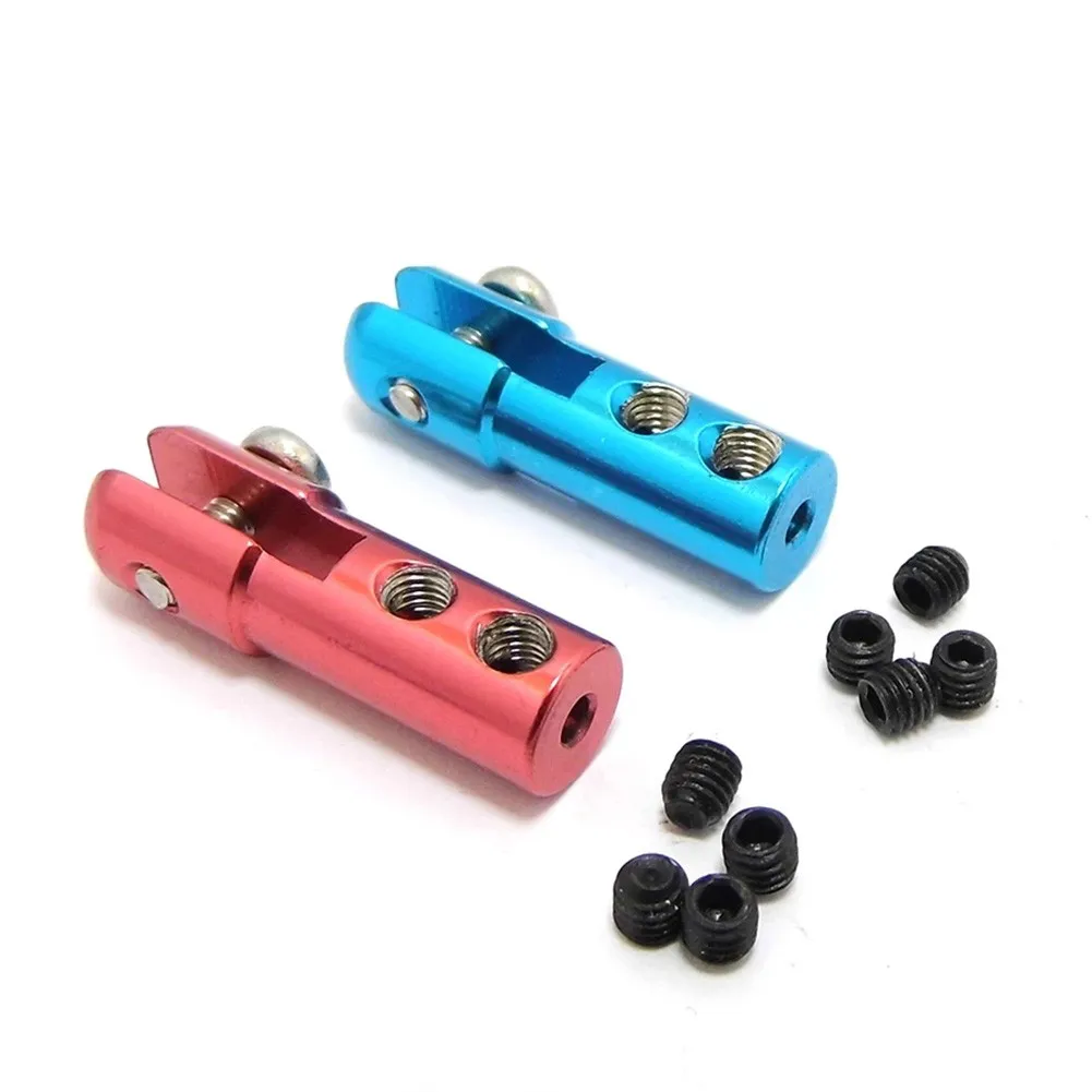 2PCS Metal Servo Arm Linkage Steering Gear Tie Rod Chuck Rudder Joint Coupler Red Blue With Set Screws For RC Model Boat