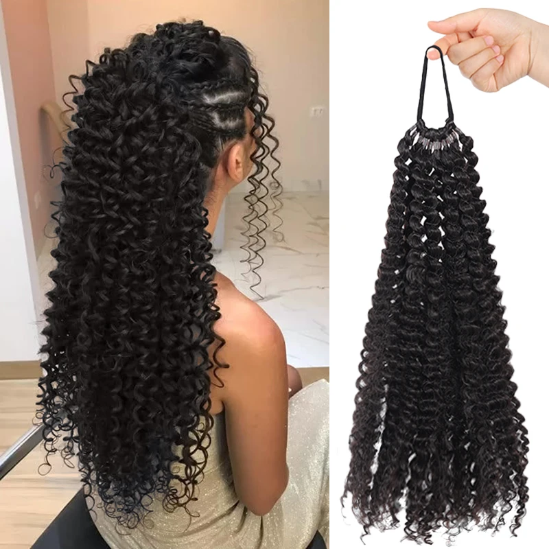 

20inch Synthetic Hair Tail Extensions Wig Wavy Curly Ponytail with Elastic Band Natural False Hair for Women Suitable for Daily