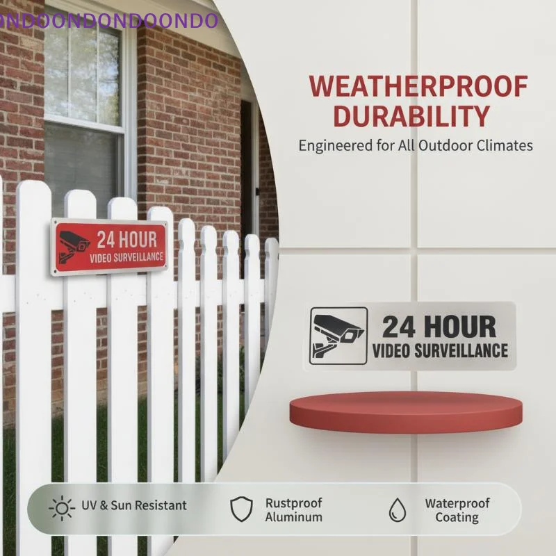 Metal 24 Hour Video Surveillance Sign Waterproof CCTV Warning Plate Durable Security Alert Plaque for Parking Lot Villa