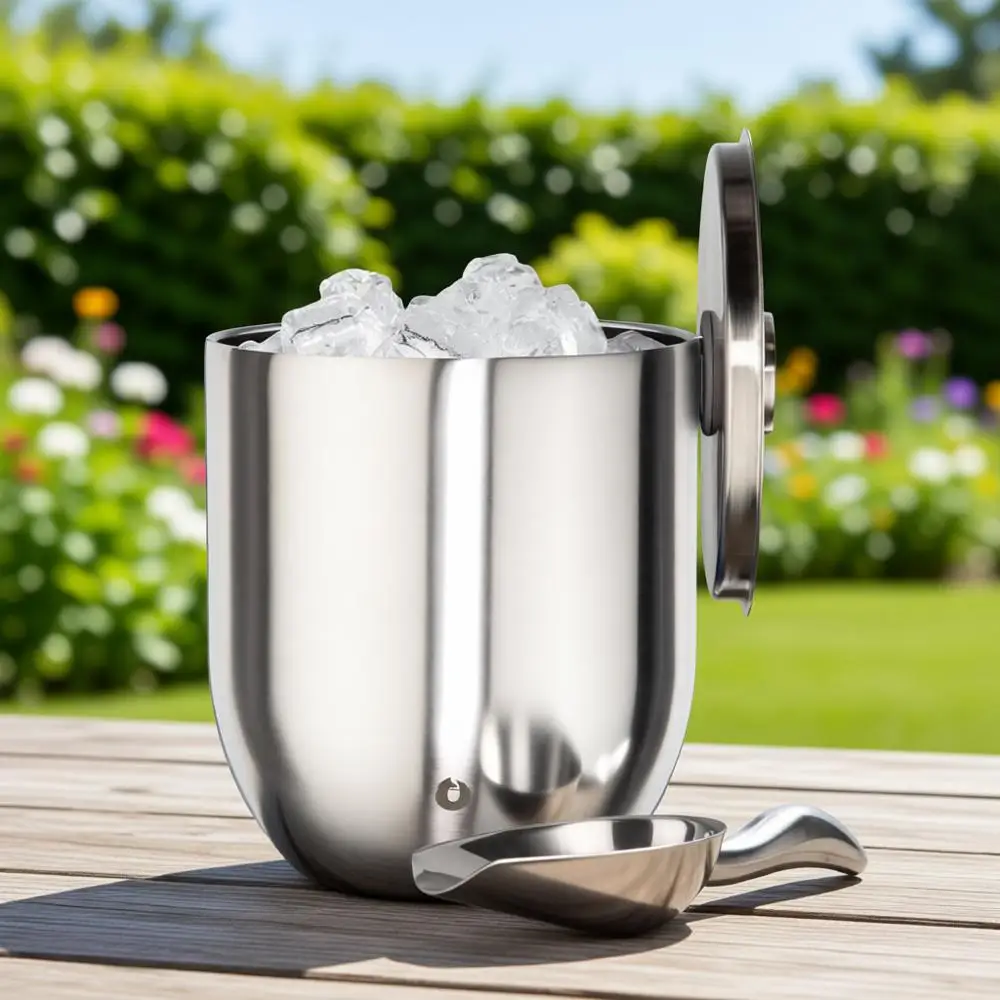 

Luxury Stainless Steel Insulated Ice Bucket with Lid and Scoop, 3L Capacity, Perfect for Home Bars and Outdoor Events