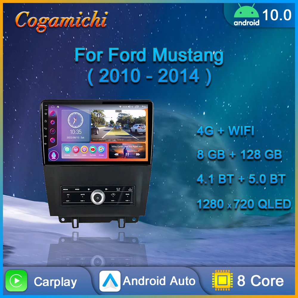 For Ford Mustang 2010 - 2014 Android Car Radio Multimedia Player GPS Navigation Wireless Carplay QLED Touch Screen Auto Stereo