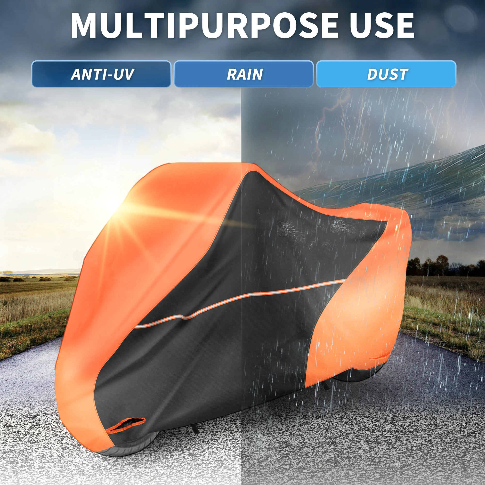 

UXCELL Motorcycle Full Cover Waterproof Universal 210T-PU 300D-PU Motorbike Cover Anti-UV All Season Outdoor Protection
