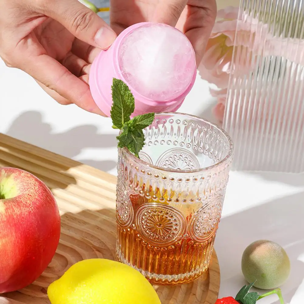 Ice Cube Mold Silicone Ice Tray Whiskey Ice Ball Mold with Lid Food-grade Silicone Sphere Tray Stackable Leak-proof for Freezer