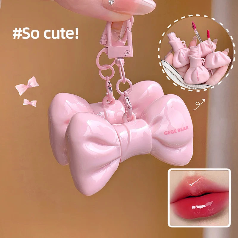 Pink Bow Girl's Heart Lip Gloss (6 Colors, Mirror Finish, Moisturizing, Not Easy to Fade, Suitable for Daily Lip Gloss)