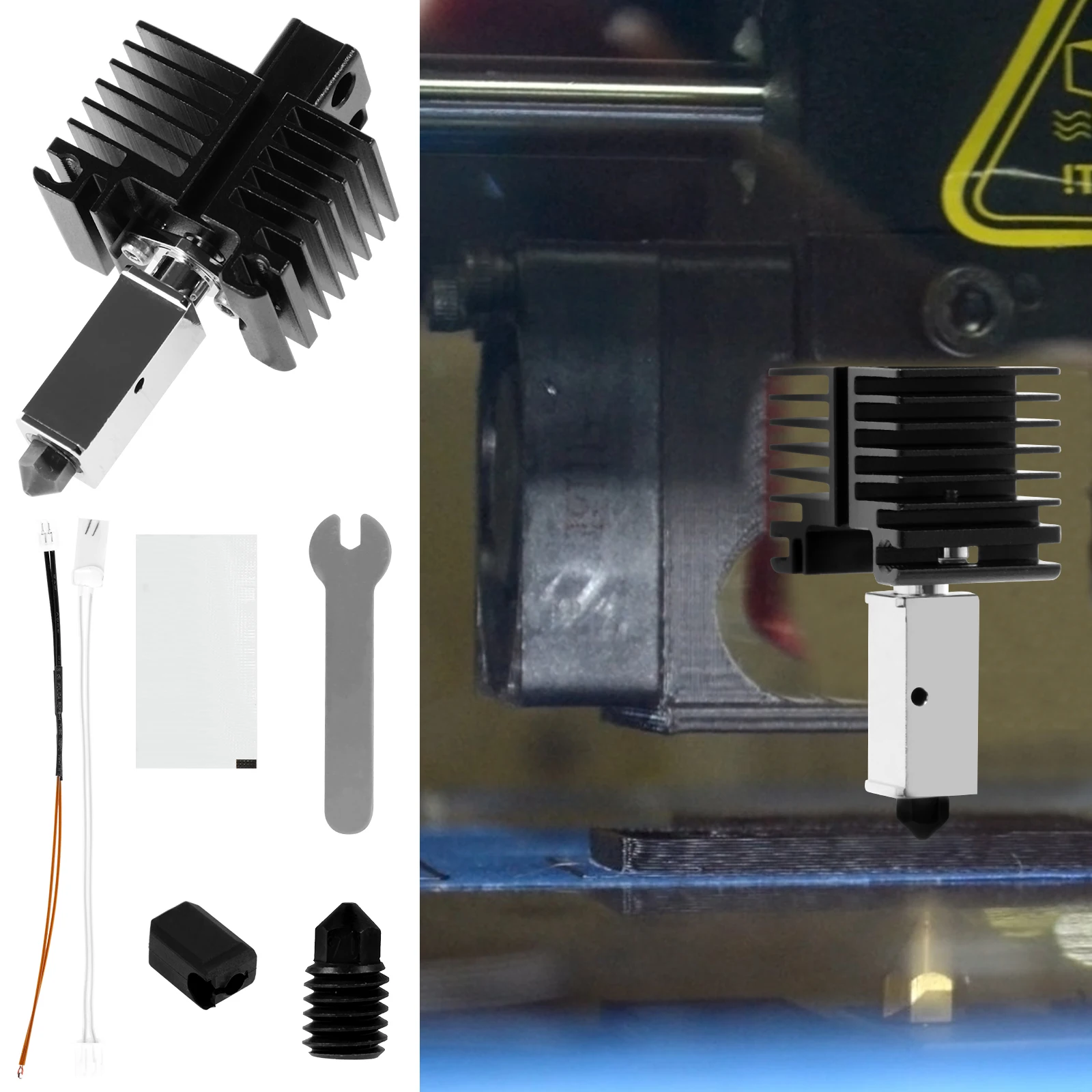 

Комплект сборки Hotend Комплект Hotend для 3D-принтера со съемным соплом из закаленной стали 0,4 мм 260 ℃ Высокотемпературная замена Hotend