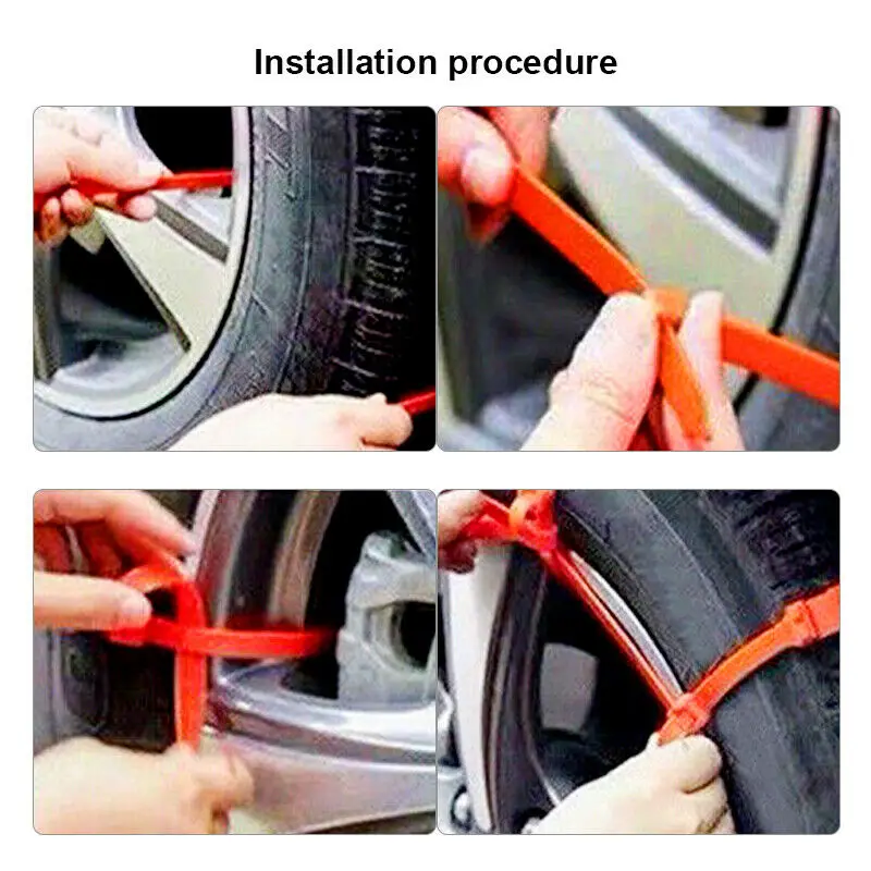 Tire Antiskid Chain Set Ten Pieces Great Alternative to Traditional Tire Chains Fits Rims up to Twenty Two Inch