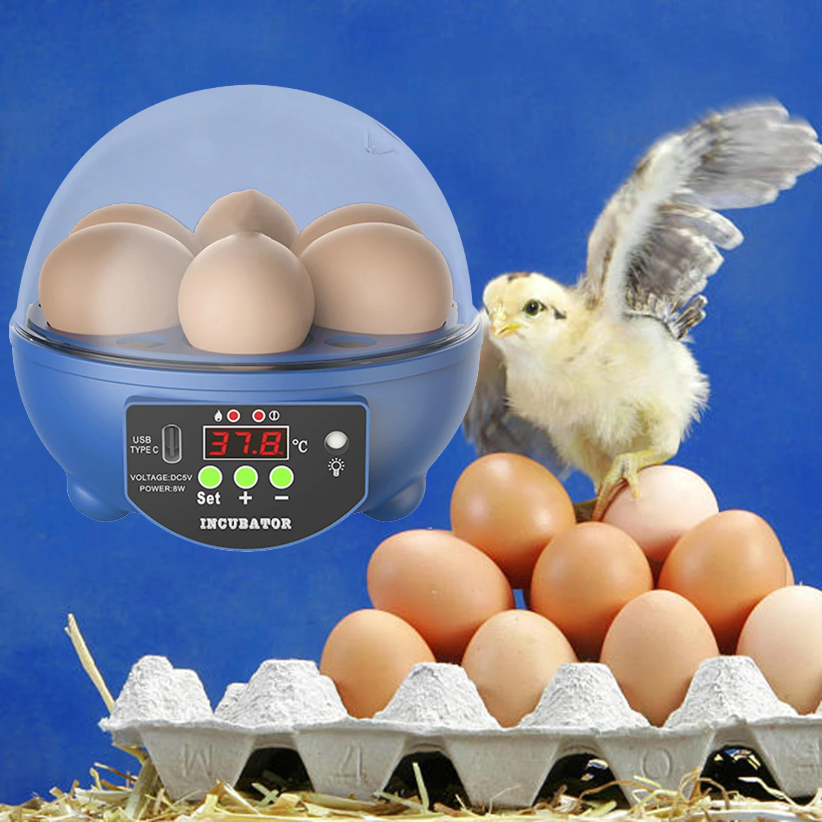 Mini Egg Incubator Automatic Hatching Brooder Farm Bird Quail Chicken Poultry Farm Hatcher with Light Chicken Hatcher USB