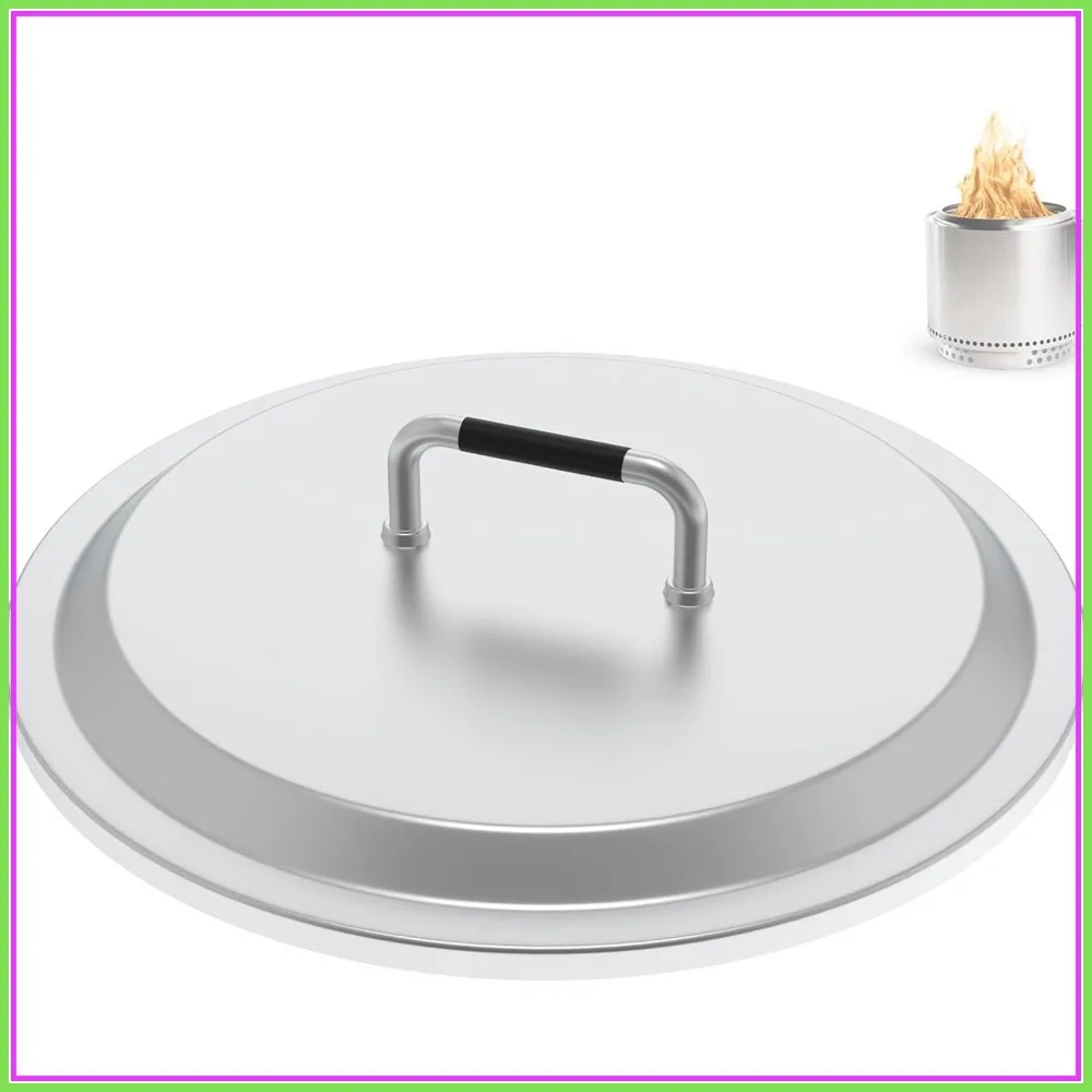 

Stainless Steel Fire Pit Cover with Heat Resistant Handle, 27" Outdoor Accessory for Firepits