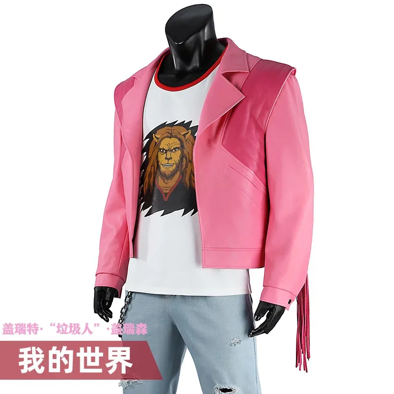 DY20Garrett Garrison Косплей Костюм Розовая куртка из искусственной кожи Косплей Комплект Ретро футуристический стиль Женщины Мужчины Хэллоуин Ролевые игры Реквизит 25