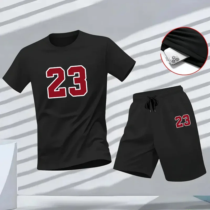 

Mens Tracksuit Best-Seller Casual Training Suit Outdoor Sports Jogging Clothing 2026 T-shirt Shorts 2 Pcs Sets Summer Sportswear