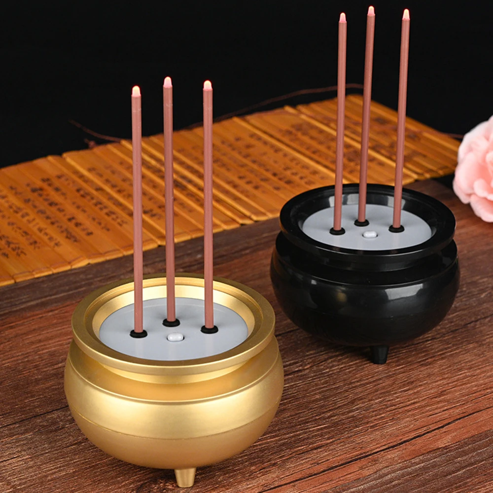 USB Charging Style Electronic Incense Burner, Home Offering Buddha 3 Column Incense, Simulation Incense 3-Legged Incense Burner