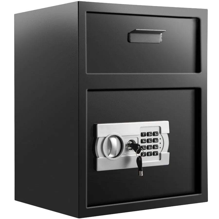 

Digital Depository Safe 1.7 Cubic Feet Made of Carbon Steel Electronic Code Lock Depository Safe with Deposit Slot with Two Em