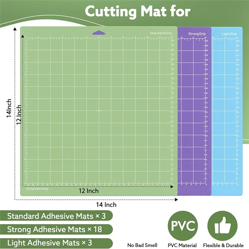 -A89Z 24팩 비닐 매트 다양한 접착 매트 12X12인치(라이트, 스탠다드, 스트롱) 커팅 매트