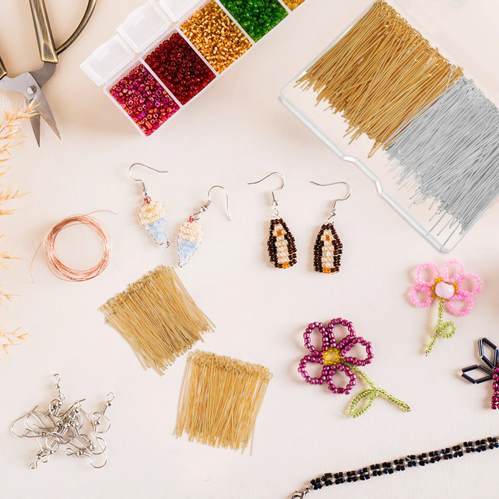 

800 Pcs Beads Small Head Pins Craft Jewelry Metal for Crafts Accessories Supplies Findings Eye