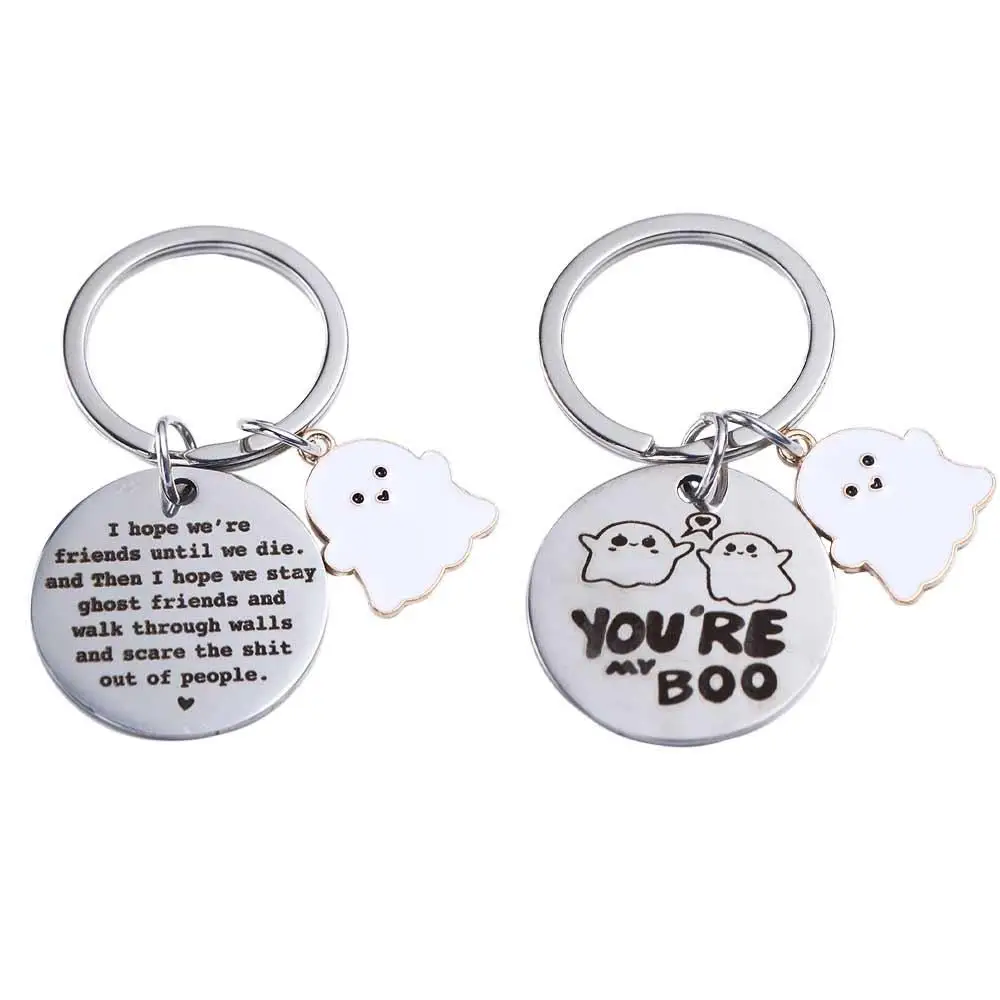 

I Hope We're Friends Halloween Ghost Keychain Ghost Modern Ghost Key Rings Cartoon Funny Skull Keyring Halloween