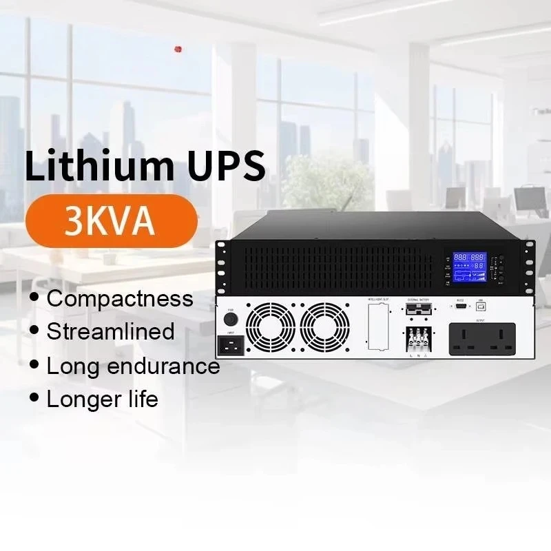 3KVA 960WH Rack UPS, Single-Phase Pure Sine Wave 110V/220V Built-in Lithium Battery