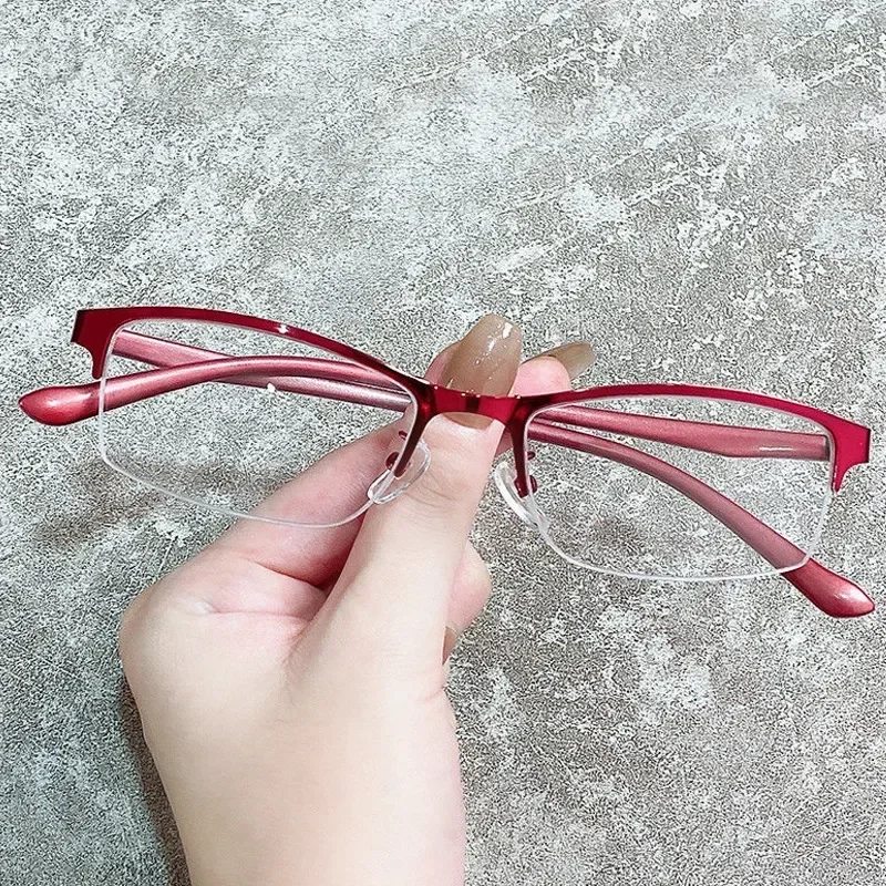 Women Myopia Glasses Ladies Half Frame Anti-blue Light Prescription Glasses Lentes Men Finished Eyewear -1.0 To -4.0 Gafas