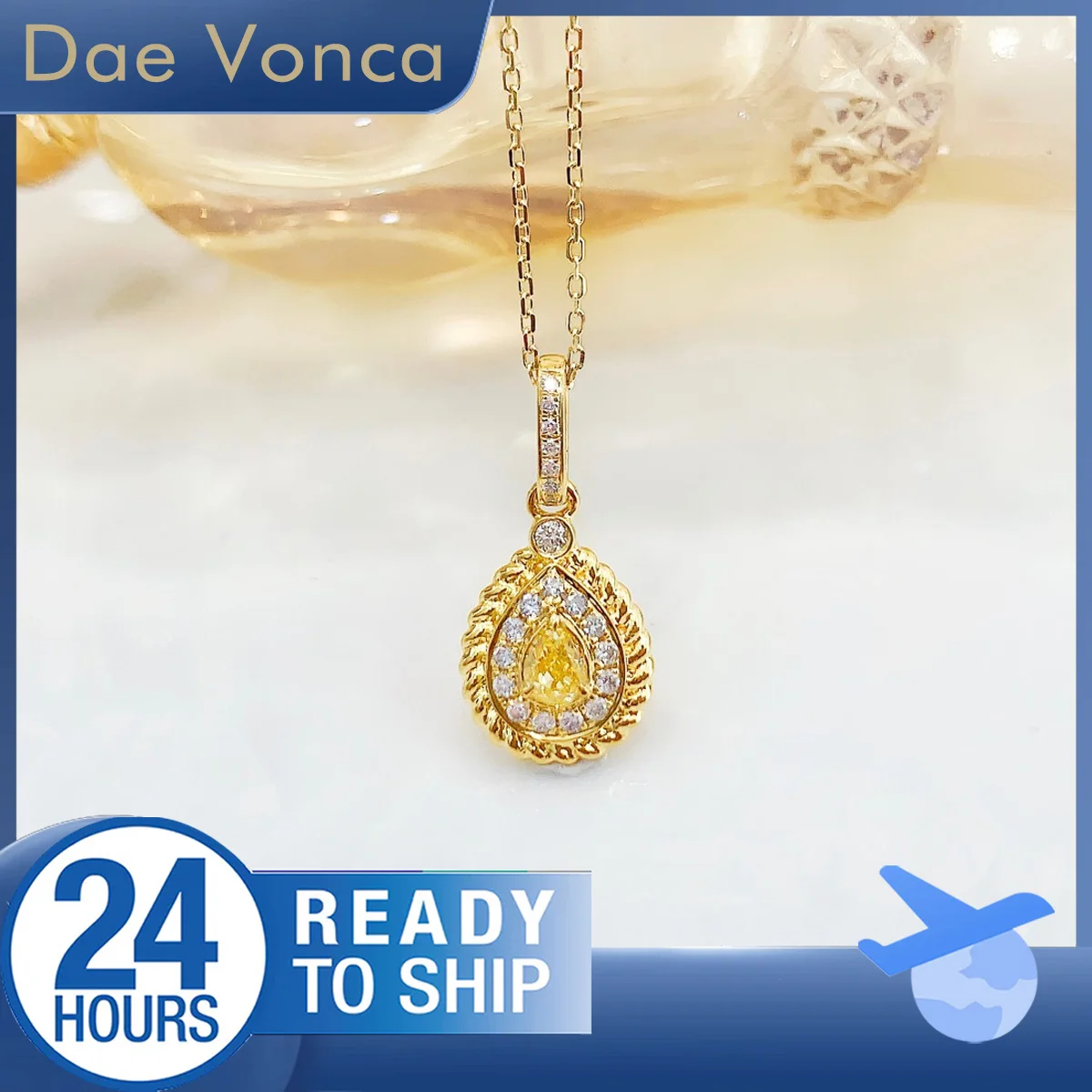 

Ожерелье с подвеской из желтого грушевидной огранки из натурального бриллианта, винтажное ожерелье из желтого золота 18 карат с бриллиантами, подарок на годовщину для женщин