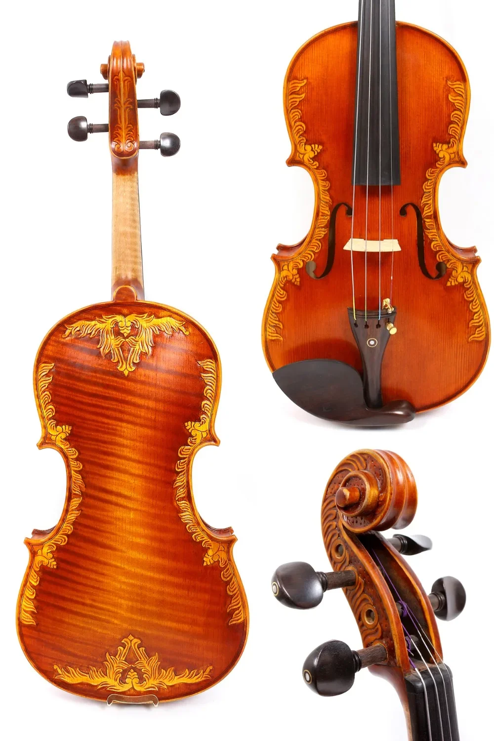 

Yinfente 4/4 Violin Full Size Fiddle One piece Flame Maple Ebony Fittings Violin Case Bow Hand Carved