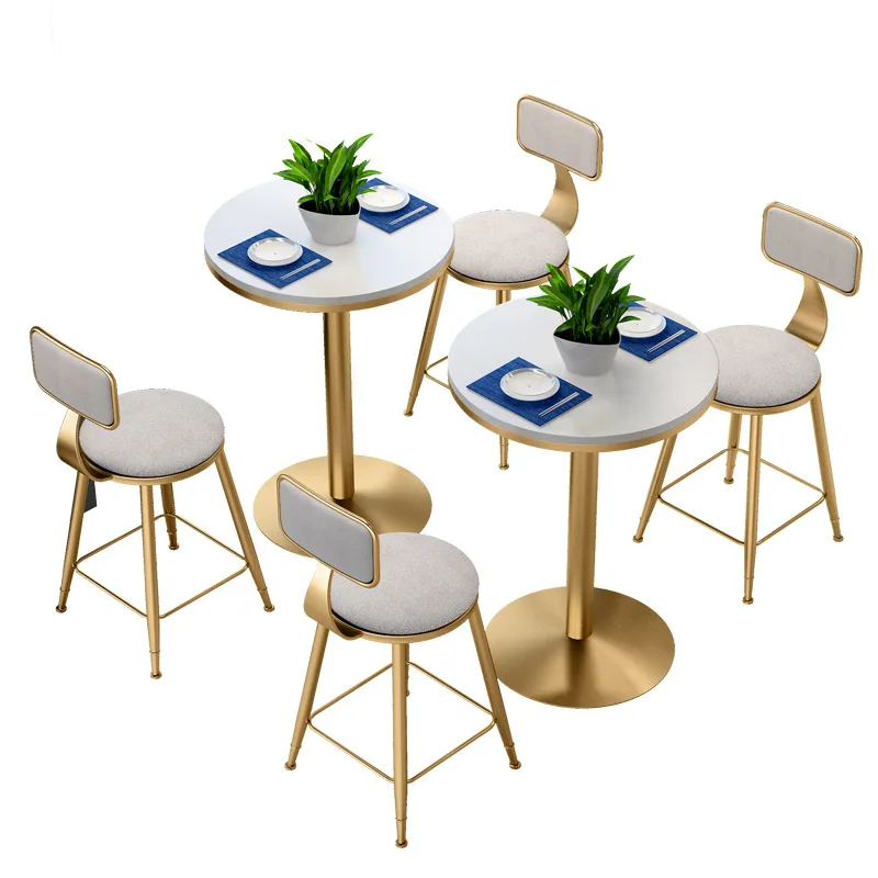 

Nordic wrought iron cafe table and chair dessert shop backrest leisure and chair combination simple and fresh
