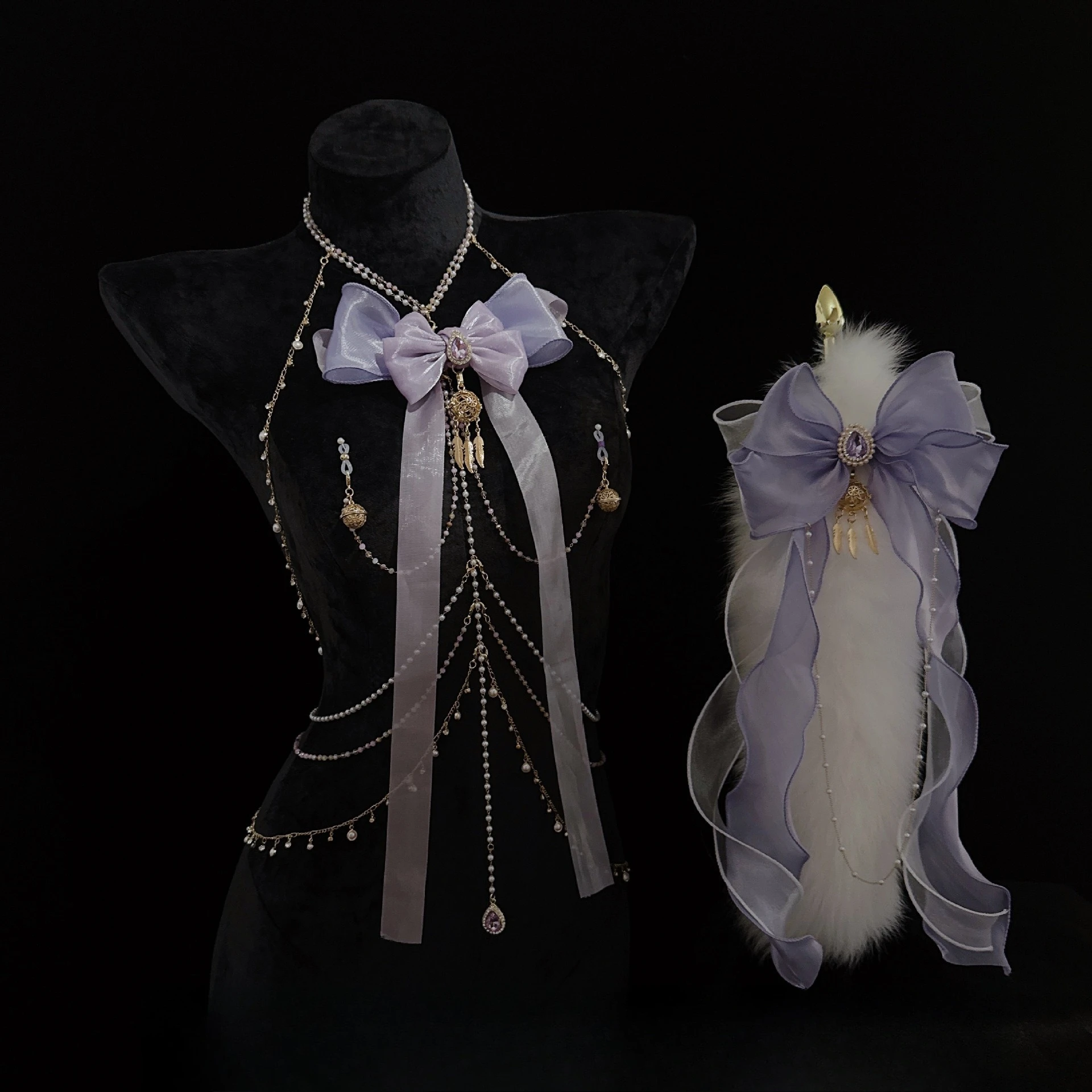 بيرليسسينت القوس كليب للحلمات والمهبل الفراء الحقيقي الذيل المكونات الشرج طوق متكاملة مثير اكسسوارات SM إغاظة ألعاب جنسية #4