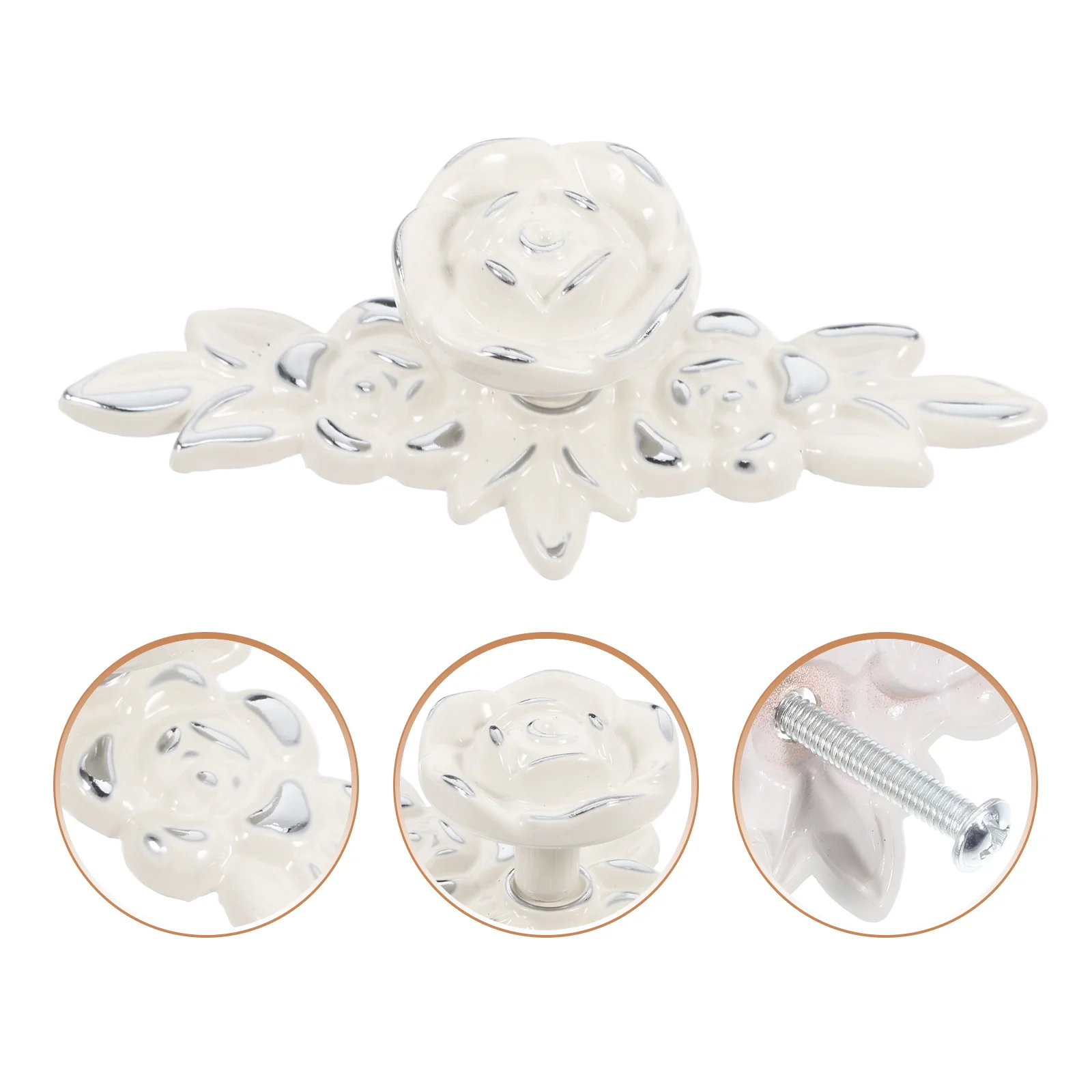 

Elegant European Lacquered Cabinet Door Handle Rose Flower Design Zinc Alloy Durable Easy Install Drawer Wardrobe Home Decor