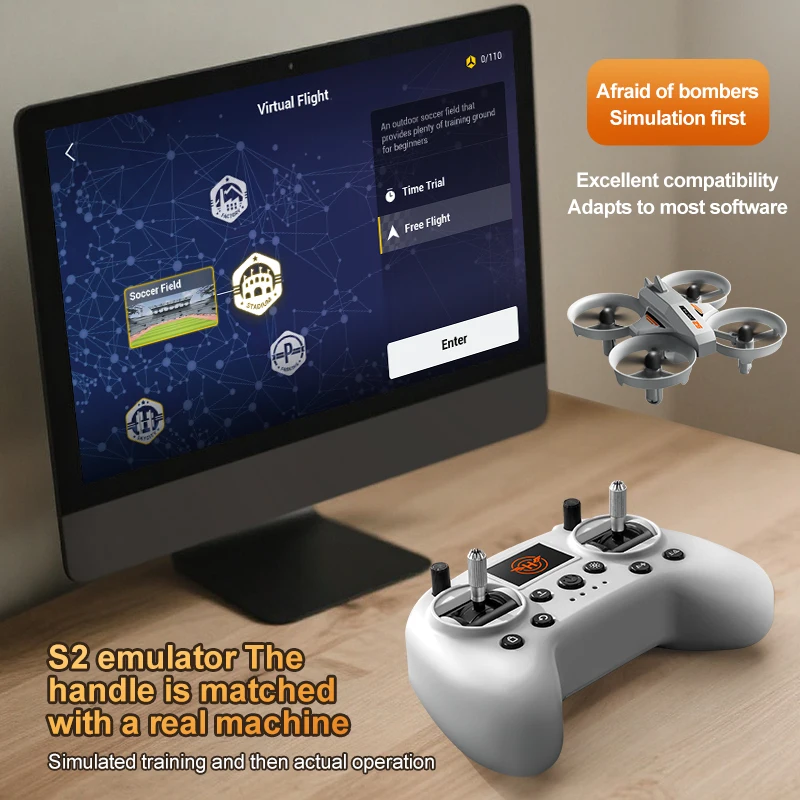 Mini S2 Drone RC Simulatore di volo Telecomando DRL AI Drone FPV Alte fissa hover Stunt Roll Drone Simulatore di volo giocattolo