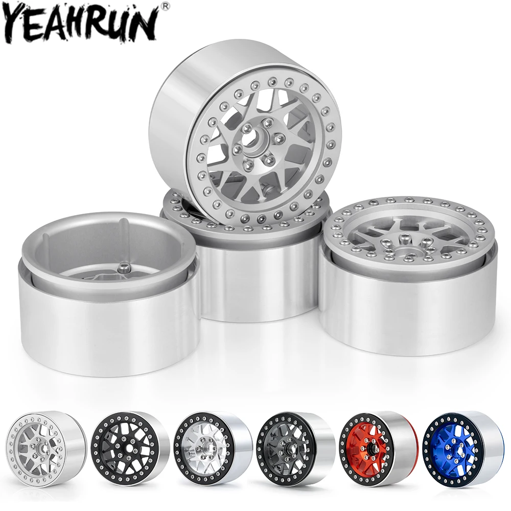 

YEAHRUN 4Pcs Aluminum 2.2" Beadlock Wheel Rims Hubs for 1/10 RC Crawler Car Wheels Tires Axial SCX10 TRX4 TRX6 CC01 D90 D110