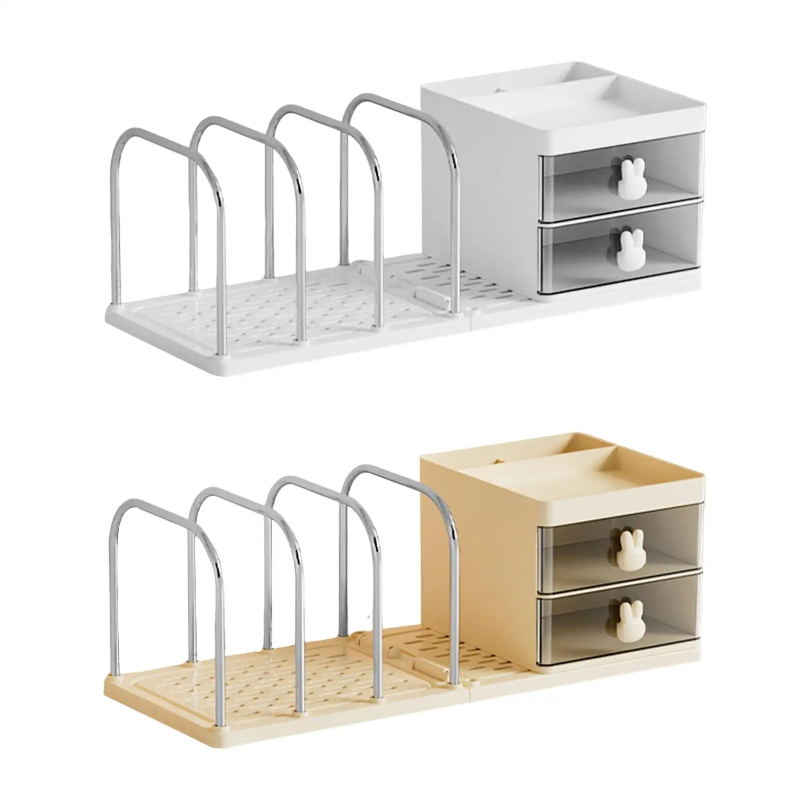 Desk Organizer File Sorter with 2 Drawers Bookshelf Accessories Multifunctional view 5