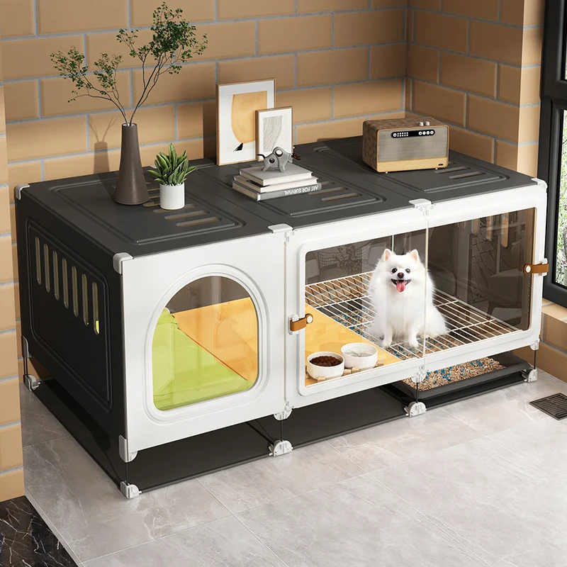 Pet dog cage Small dog with toilet Separation One room, one living room and one bathroom