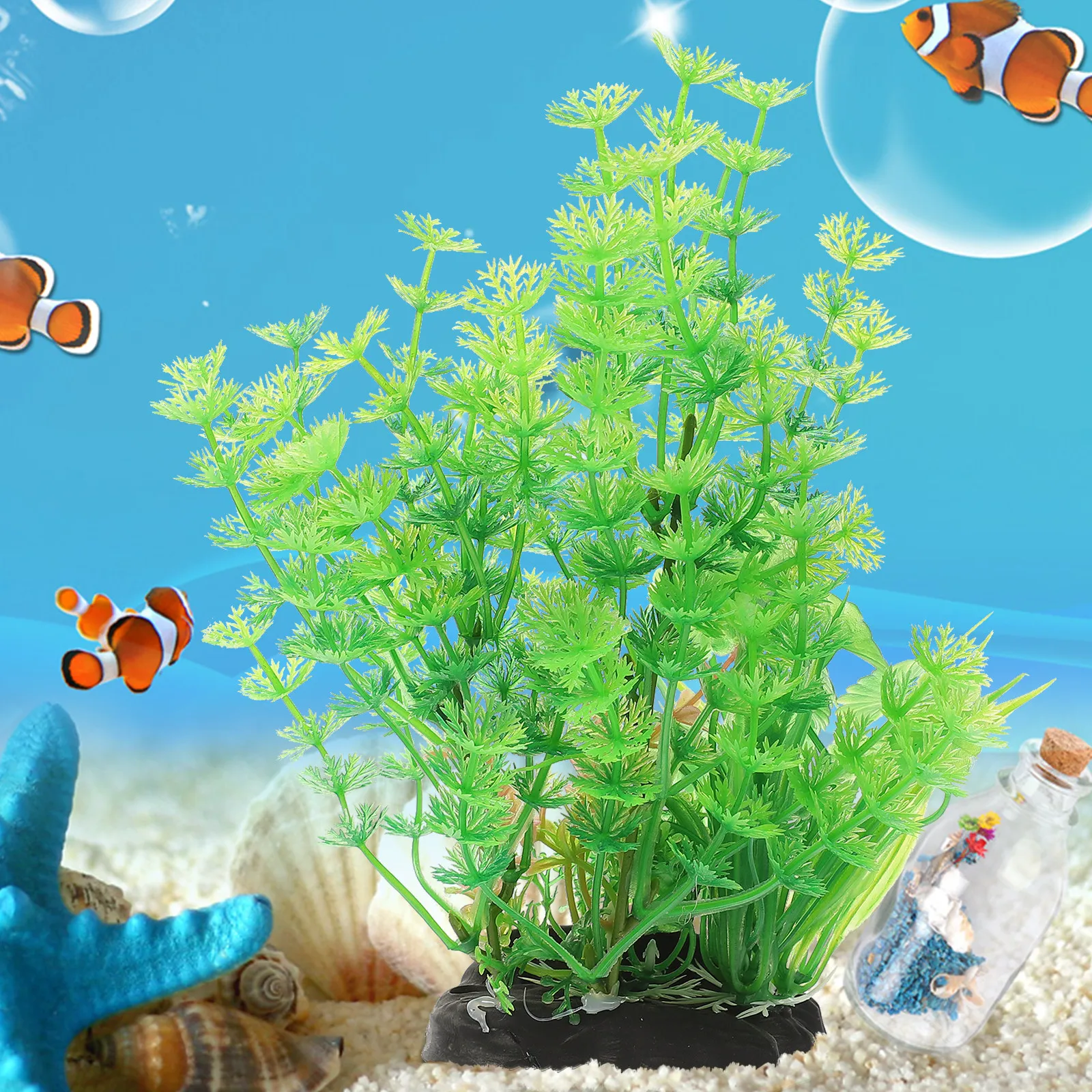 Non Planted Aquarium Fish - シックなデスクトップ水槽草飾り 安全な非水槽用植物 プラスチック製のリアルな水中水草 魚水槽の装飾