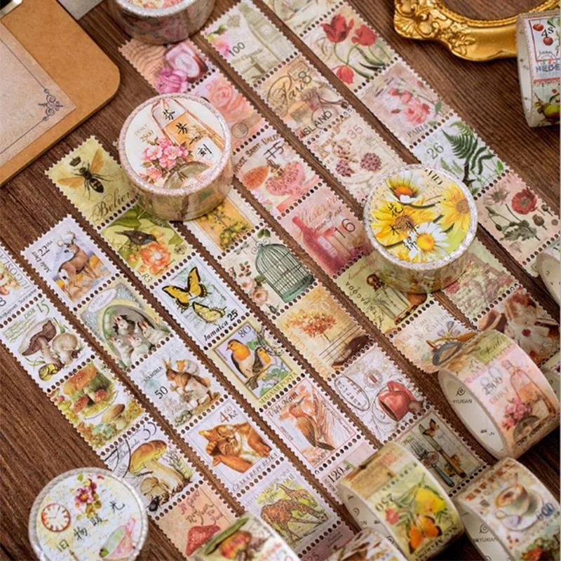 1 pçs 5m * 2.5cm coleção vintage selo fita adesiva planta cogumelo fita adesiva decorativa diy scrapbooking etiqueta