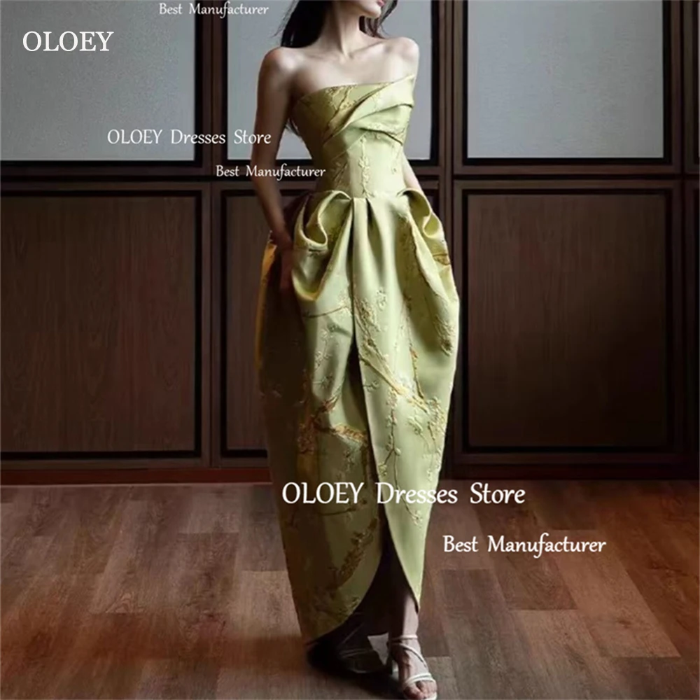 

OLOEY 2024 Green Evening Dresses Taffeta Women Photoshot Dress Ankle-Length Sleeveless Formal Dress Garden Party Gowns Custom