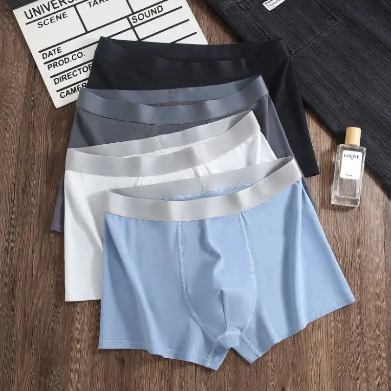 4 قطعة الرجال سراويل داخلية قطنية BoxerShorts الرجال السروال مريحة للتنفس مثير U محدب الذكور الملابس الداخلية