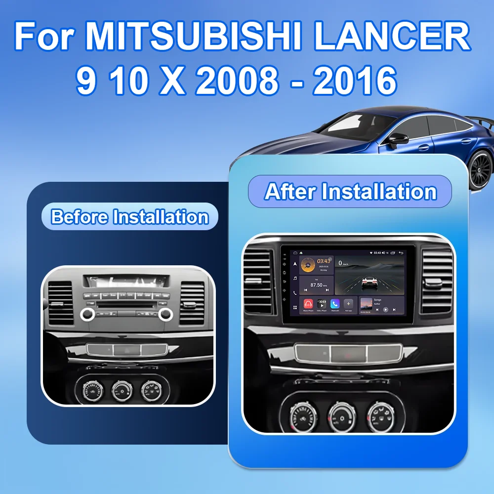 Android 16 Car DVD For MITSUBISHI LANCER 9 10 X 2008 -2016 Auto Carplay Radio Stereo GPS Navigation Multimedia Video Player WIFI