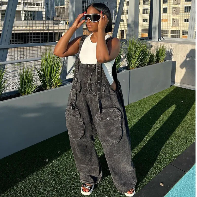 جمبسوت نسائي عتيق بجيوب كبيرة من WTHT جمبسوت بأرجل واسعة لشتاء 2025 جديد بدون أكمام وظهر مكشوف للسيدات 1LS2768 #3